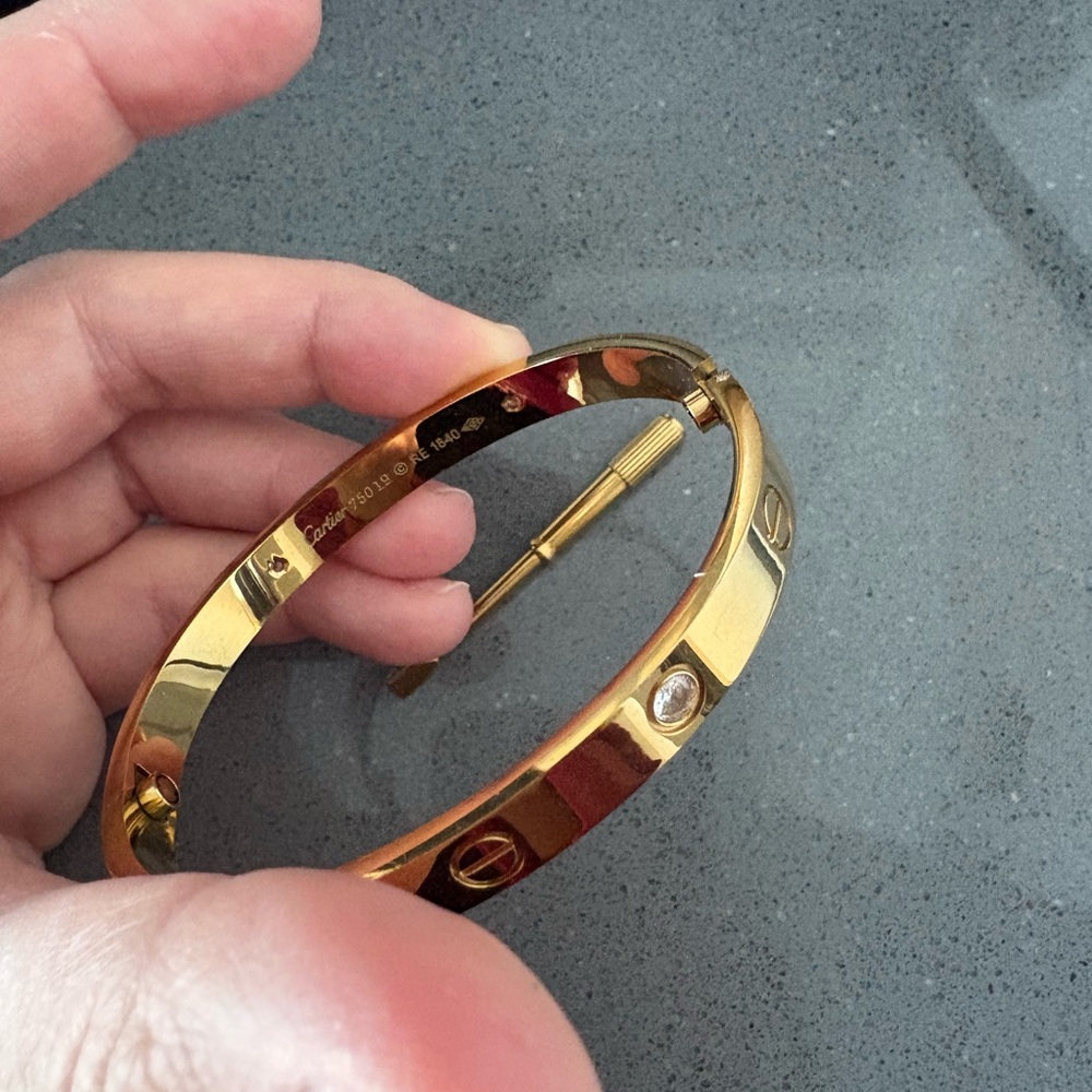 Gold Bangle Bracelet with Diamond Accents